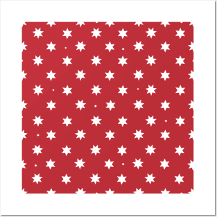 Happy New year and Mery Christmas red background with stars pattern Posters and Art